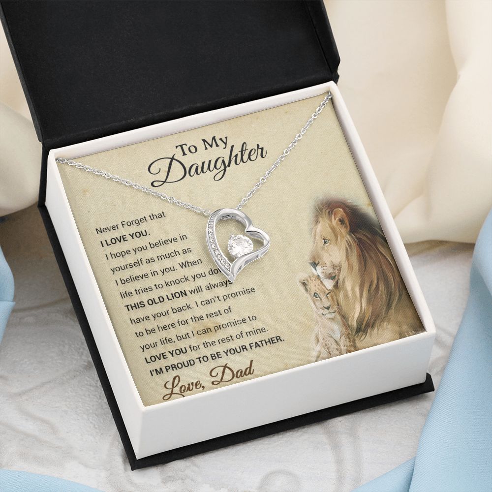 To My Daughter Necklace, Xmas Gift For Daughter From Dad, Daughter Father Lion