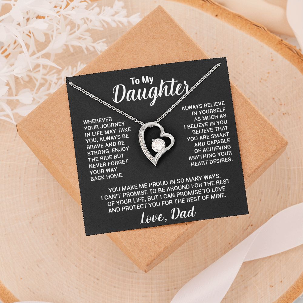 To My Daughter Necklace, Gift For Daughter From Dad, Daughter Father Necklace_Black
