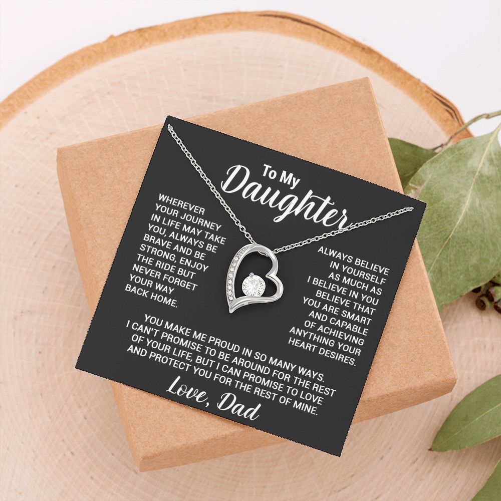 To My Daughter Necklace, Gift For Daughter From Dad, Daughter Father Necklace_Black
