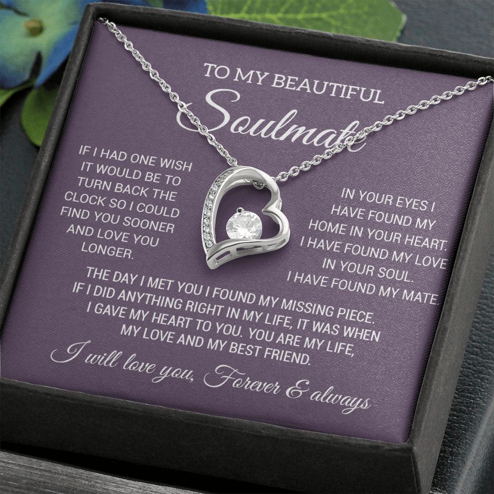 To My Soulmate Necklace, Gift For Wife Girlfriend From Husband, Birthday Gift
