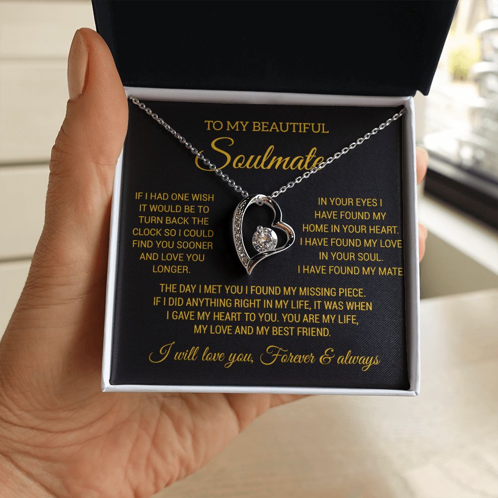 To My Soulmate Necklace, Wife Necklace Gift for Fiancée, Gifts for Her