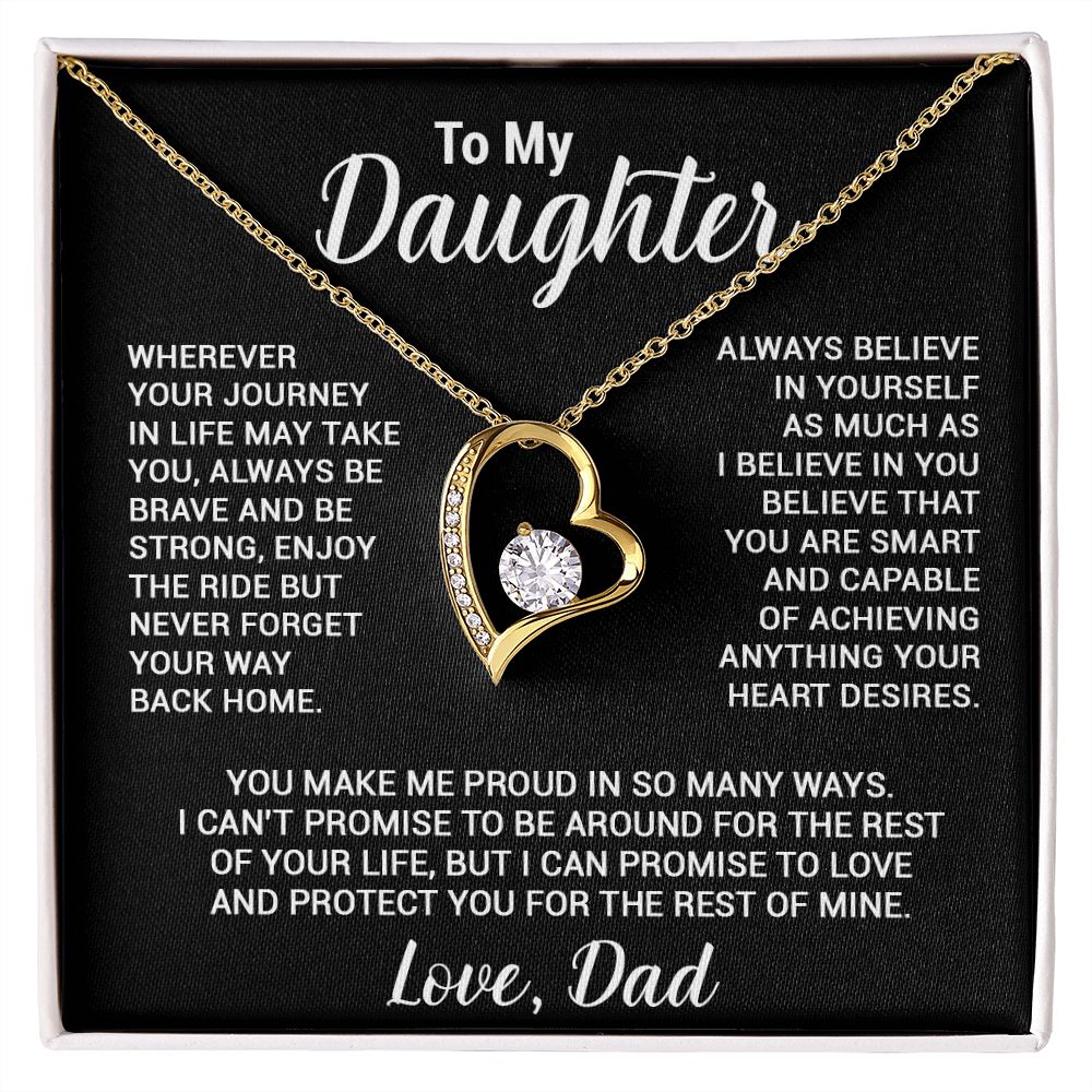 To My Daughter Necklace, Gift For Daughter From Dad, Daughter Father Necklace_Black