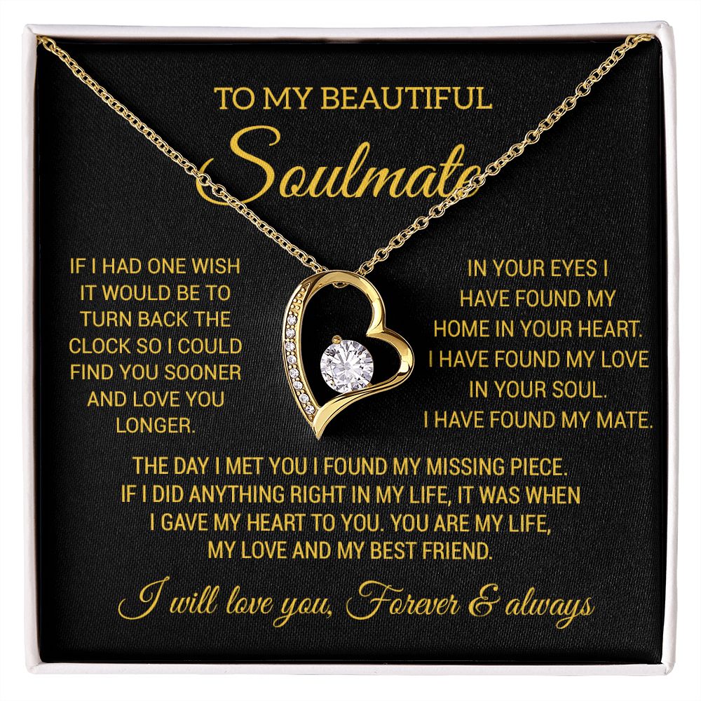 To My Soulmate Necklace, Wife Necklace Gift for Fiancée, Gifts for Her