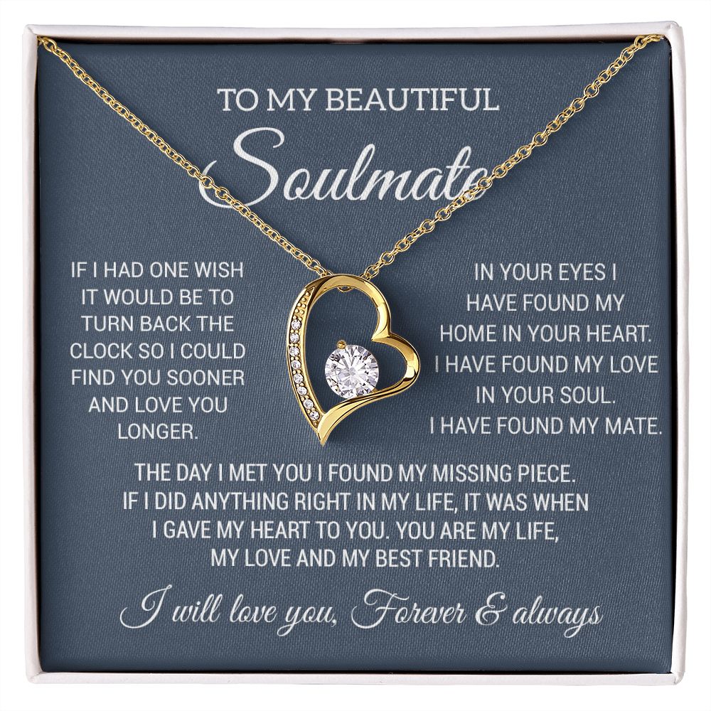To My Soulmate Necklace, Gift For Wife Girlfriend From Husband, Birthday Gift