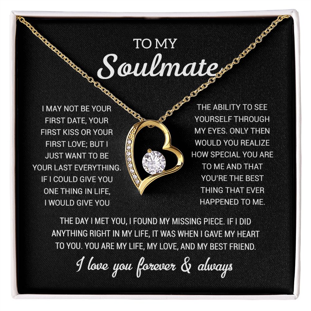 To My Soulmate Gold Necklace Gift, Anniversary Gift For Her, Wife Soulmate Gift