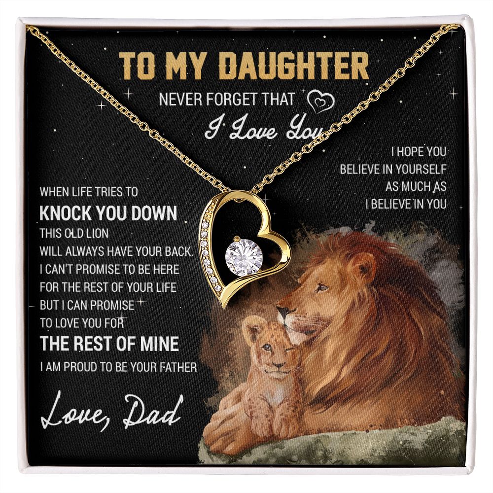 To My Daughter Necklace, Gift For Daughter From Dad, Daughter Father Lion