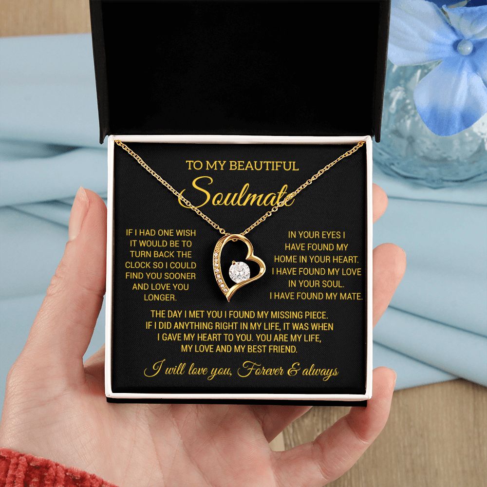 To My Soulmate Necklace, Wife Necklace Gift for Fiancée, Gifts for Her