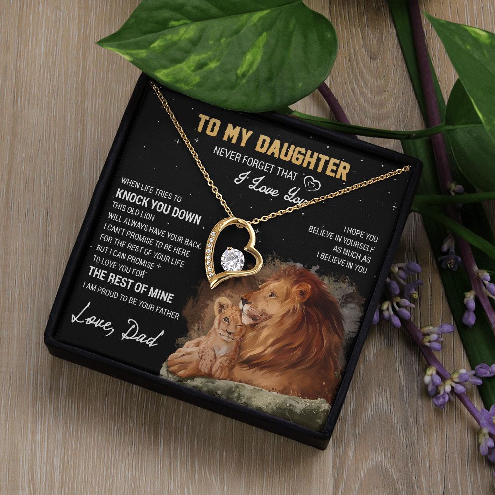 To My Daughter Necklace, Gift For Daughter From Dad, Daughter Father Lion