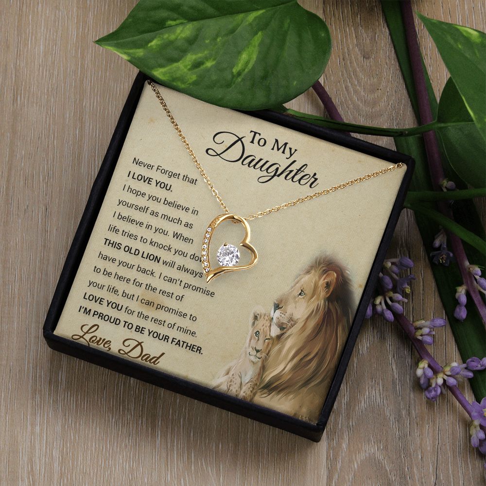 To My Daughter Necklace, Xmas Gift For Daughter From Dad, Daughter Father Lion