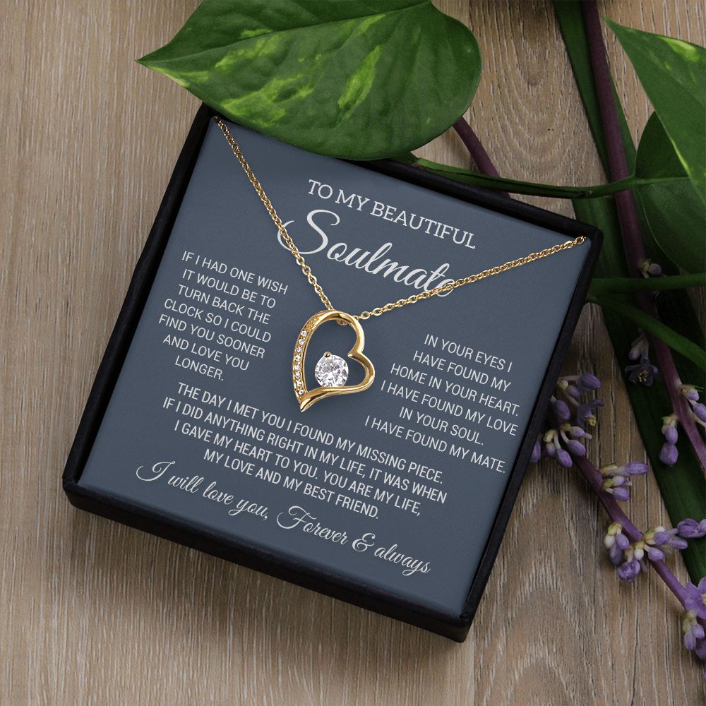 To My Soulmate Necklace, Gift For Wife Girlfriend From Husband, Birthday Gift