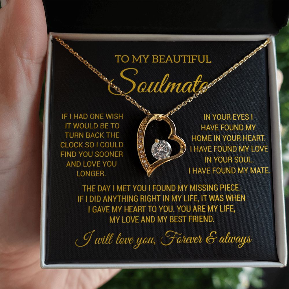 To My Soulmate Necklace, Wife Necklace Gift for Fiancée, Gifts for Her