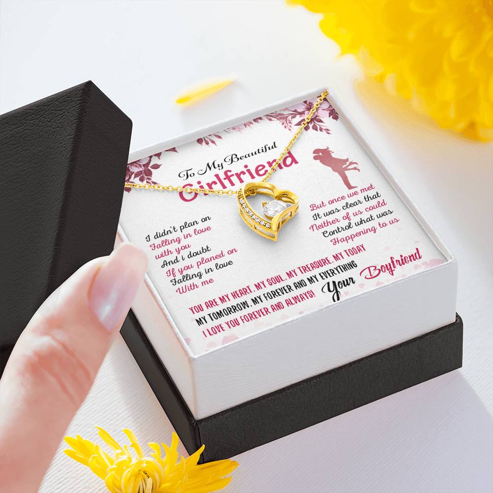 To My Girlfriend Forever Love Heart Necklace Gift for Valentine Birthday
