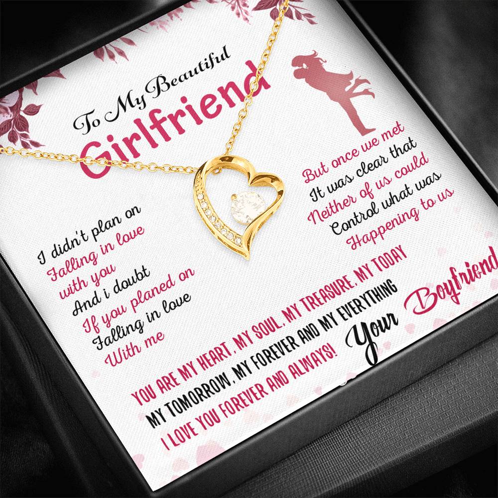 To My Girlfriend Forever Love Heart Necklace Gift for Valentine Birthday