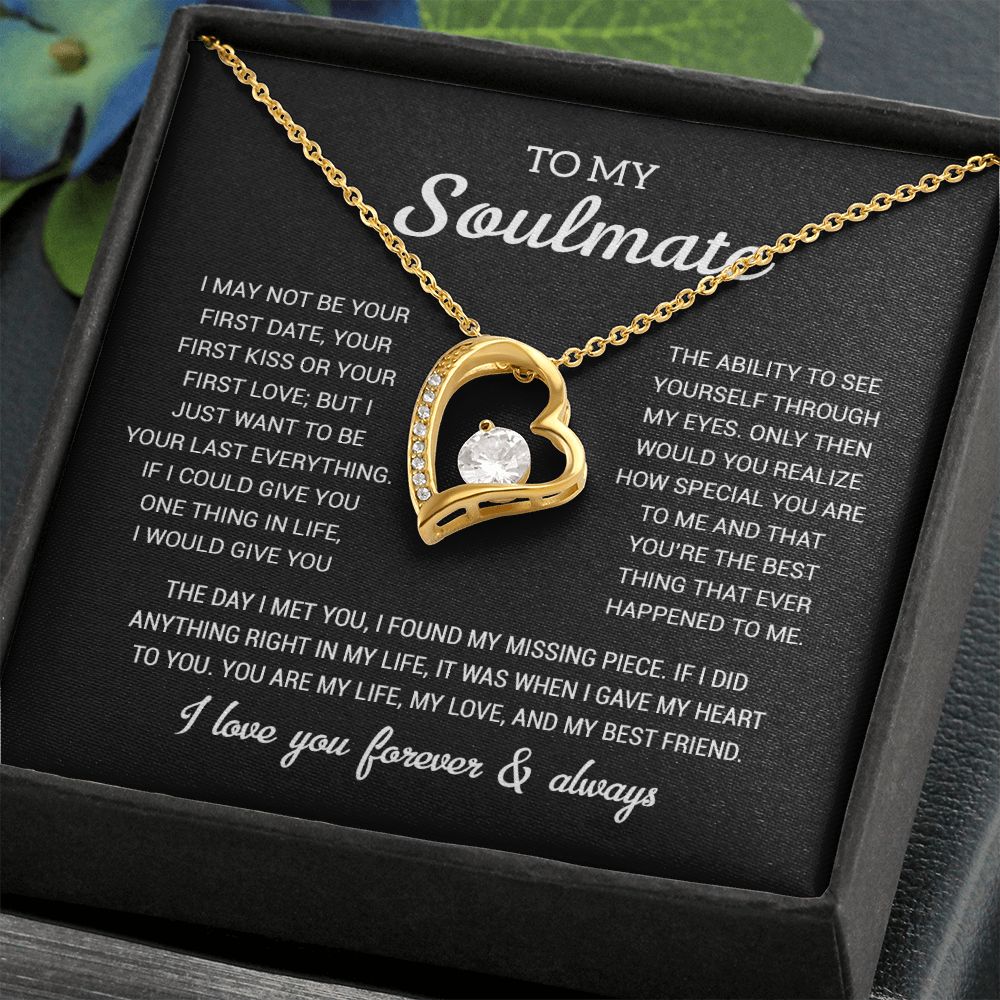 To My Soulmate Gold Necklace Gift, Anniversary Gift For Her, Wife Soulmate Gift