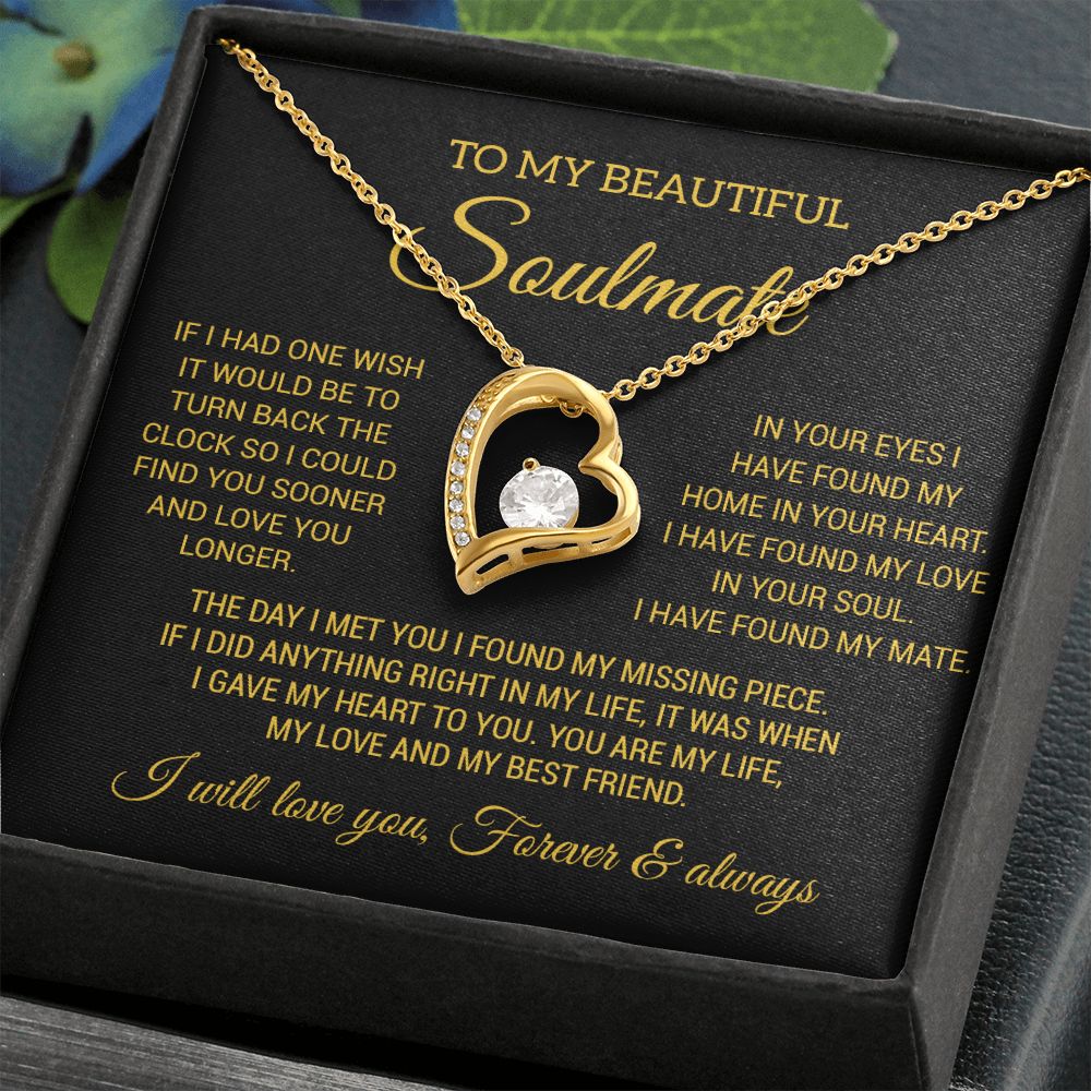 To My Soulmate Necklace, Wife Necklace Gift for Fiancée, Gifts for Her