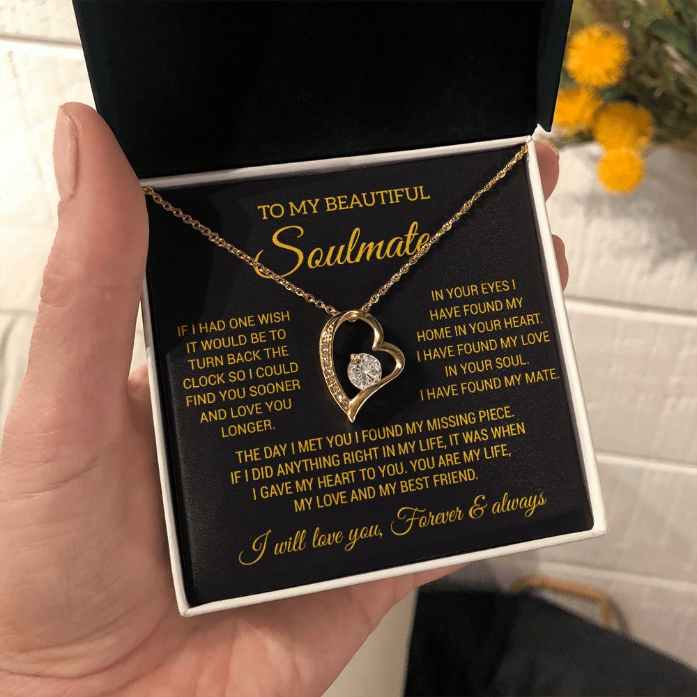 To My Soulmate Necklace, Wife Necklace Gift for Fiancée, Gifts for Her