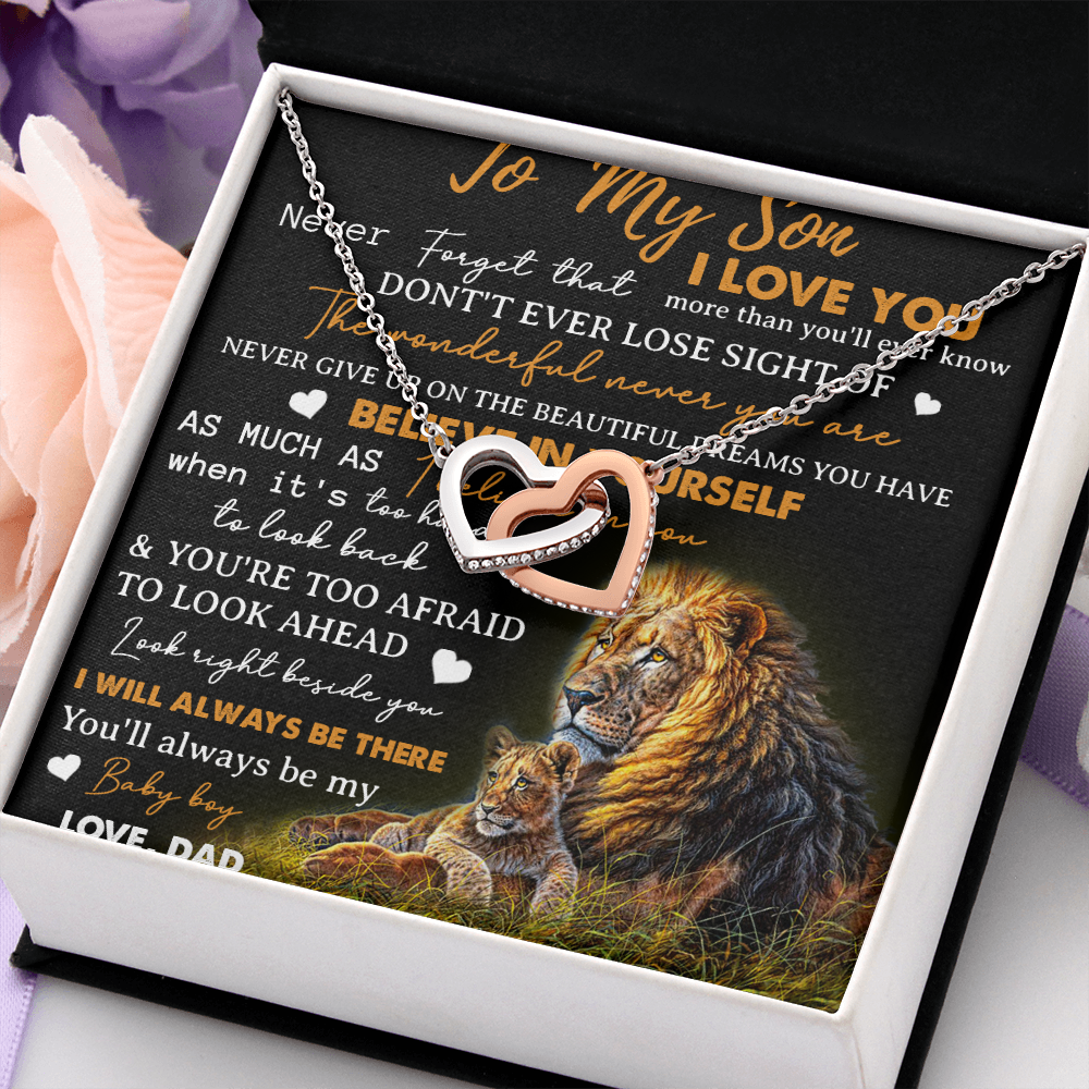 To My Son Necklace, Love Dad Father And Son Lion, Best Gifts For Son From Dad