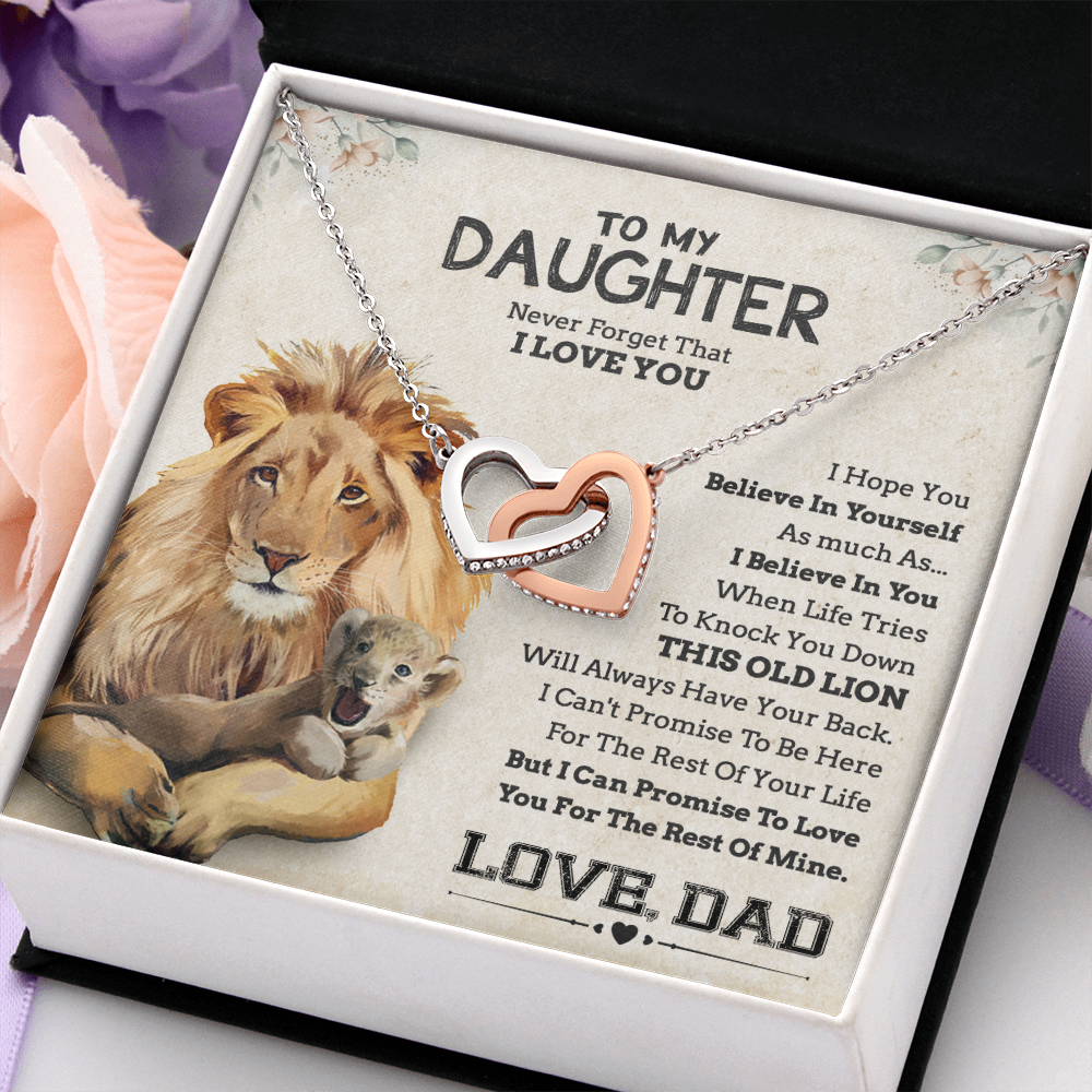 To My Daughter Necklace, Gift For Daughter From Dad, Daughter Father Lion