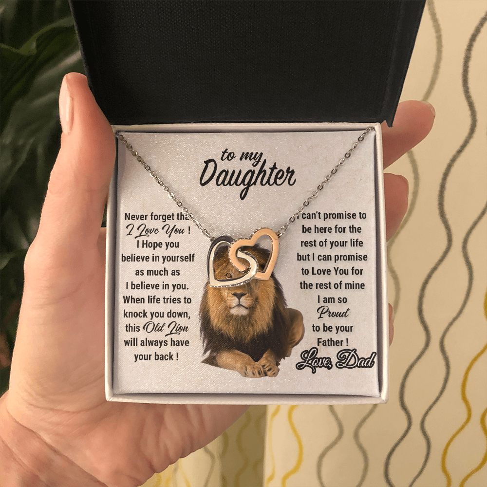 To My Daughter Necklace, Xmas Gift For Daughter From Dad, Daughter Father Lion