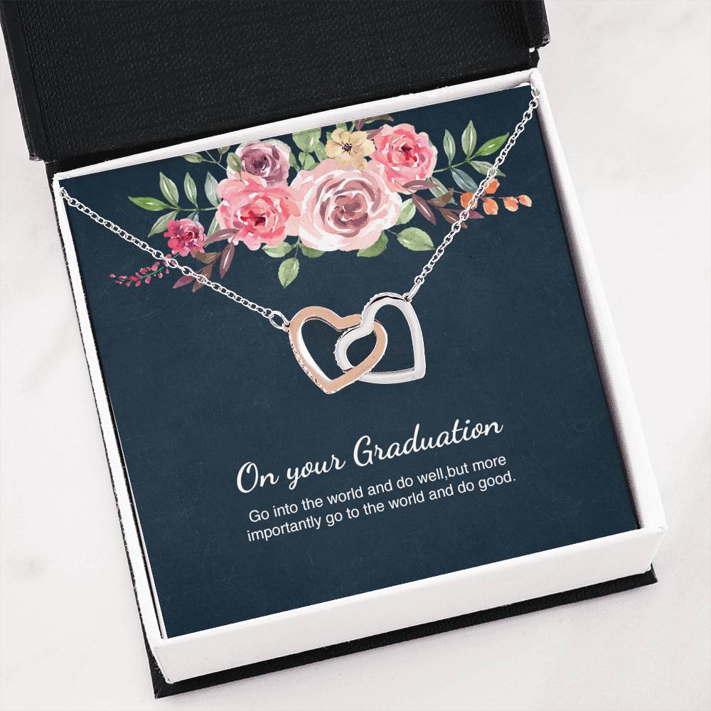 Graduation Necklace Gift Friend Grad Gift Interlocking Hearts Necklace Message Card