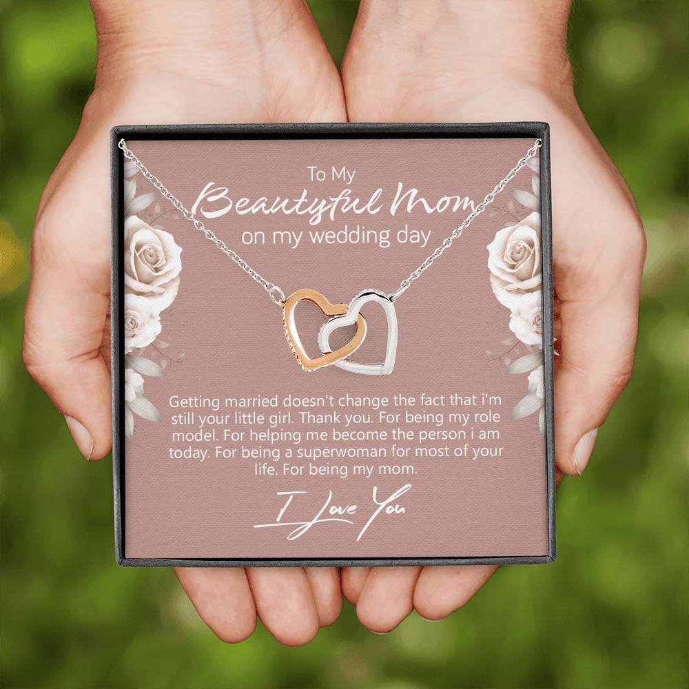 To My Beautifull Mom On My Wedding Day Necklace, Mother of the Bride Necklace