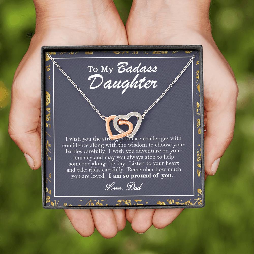 To My Badass Daughter Necklace From Dad, Badass Daughter Necklace Birthday Gift