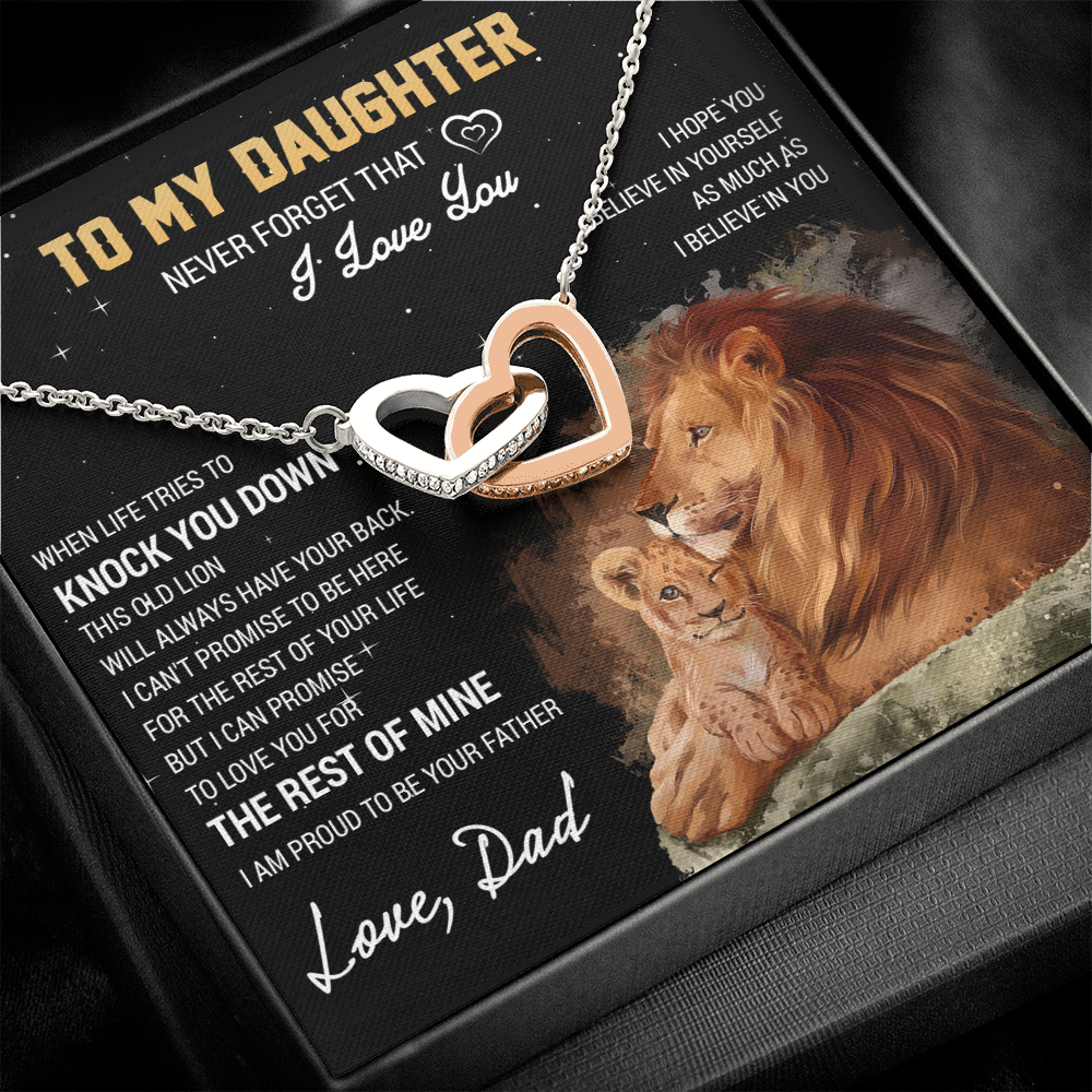 To My Daughter Necklace, Gift For Daughter From Dad, Daughter Father Lion