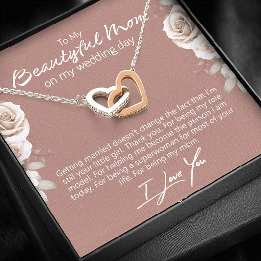 To My Beautifull Mom On My Wedding Day Necklace, Mother of the Bride Necklace