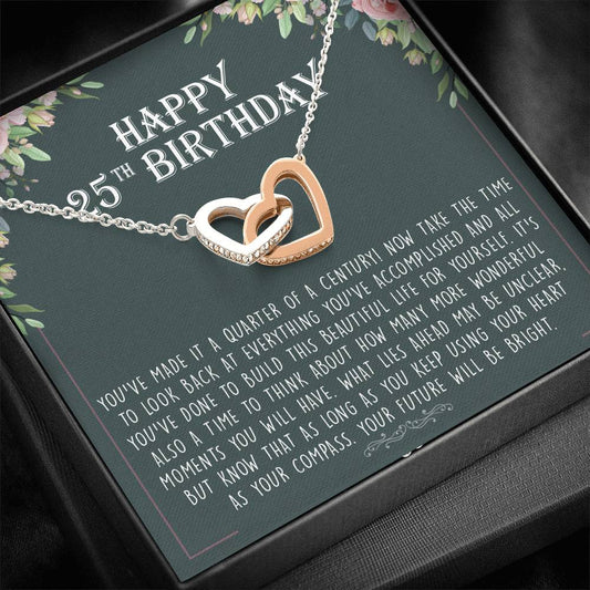 25th Birthday Gift Necklace Birthday, Gift For Her Interlocking Heart Necklace