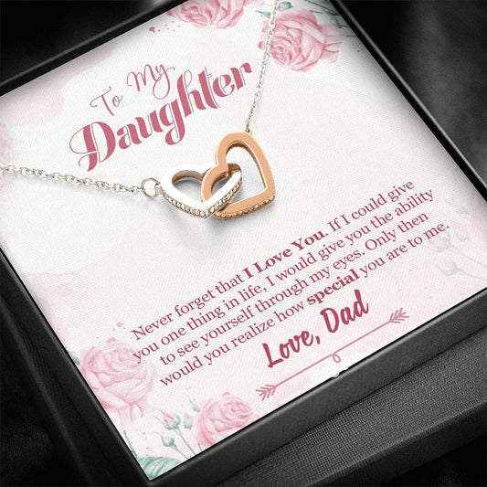 To Daughter Necklace Heart Pendant Gifts Message Box Dad Loves You