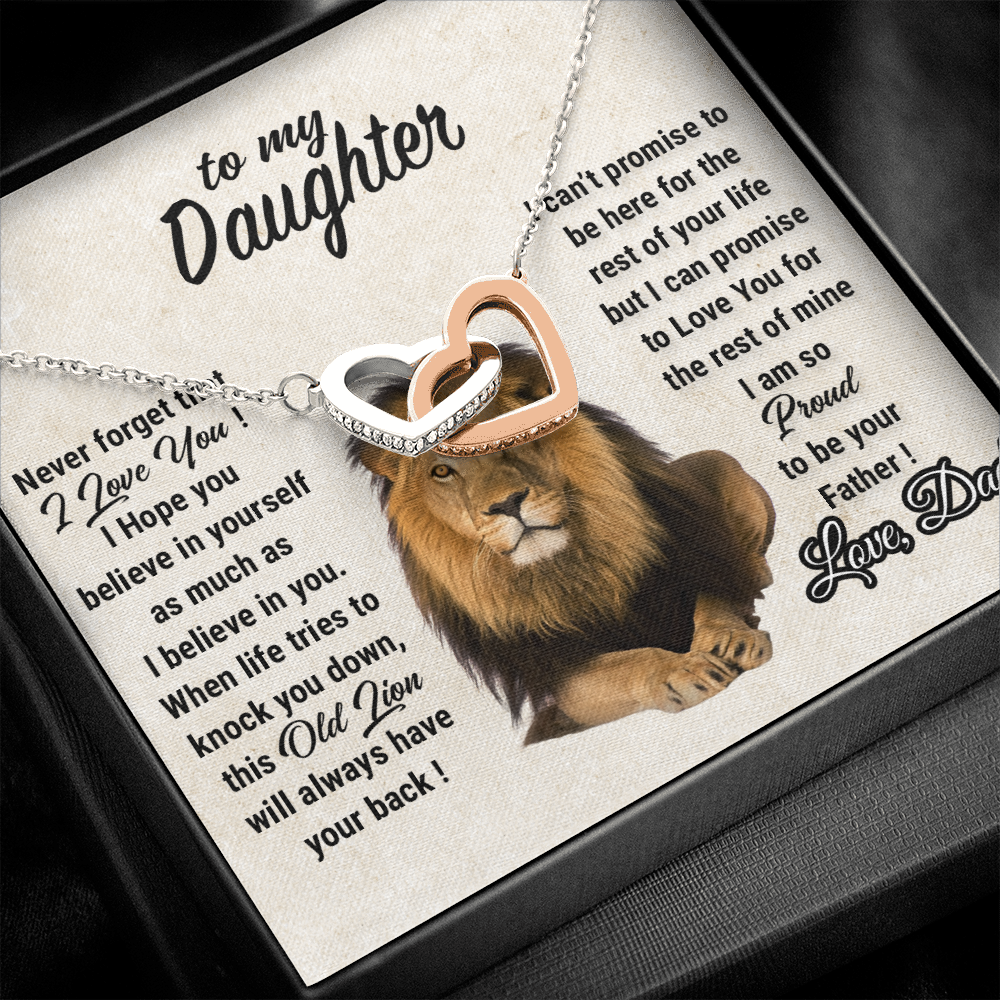 To My Daughter Necklace, Xmas Gift For Daughter From Dad, Daughter Father Lion