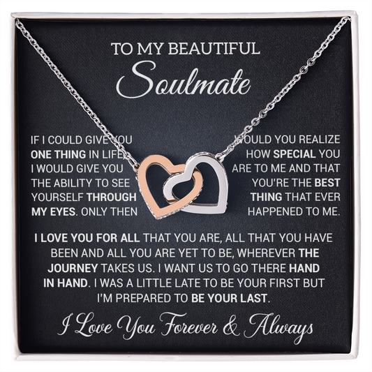 To My Soulmate Necklace, Gift For Wife Girlfriend From Husband, Birthday Gift