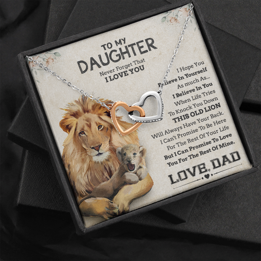 To My Daughter Necklace, Gift For Daughter From Dad, Daughter Father Lion