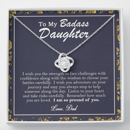 To My Badass Daughter Necklace From Dad, Badass Daughter Necklace Birthday Gift