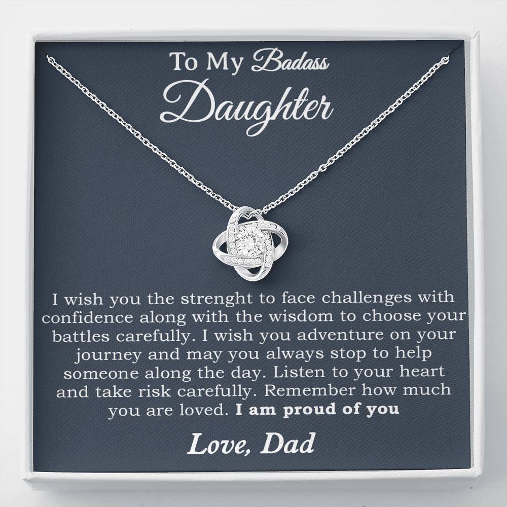 To My Badass Daughter Necklace From Dad, Badass Daughter Necklace Birthday Gift