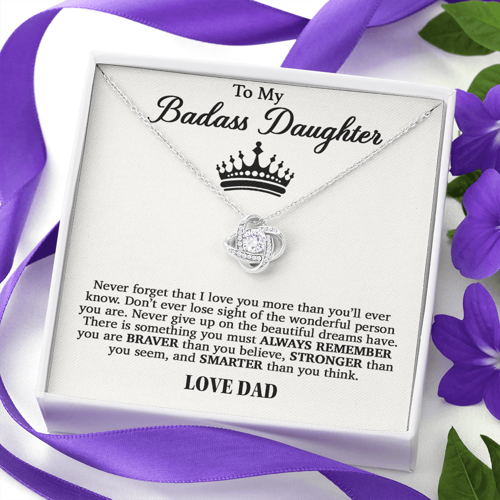 To My Badass Daughter Necklace From Dad, Badass Daughter Necklace Birthday