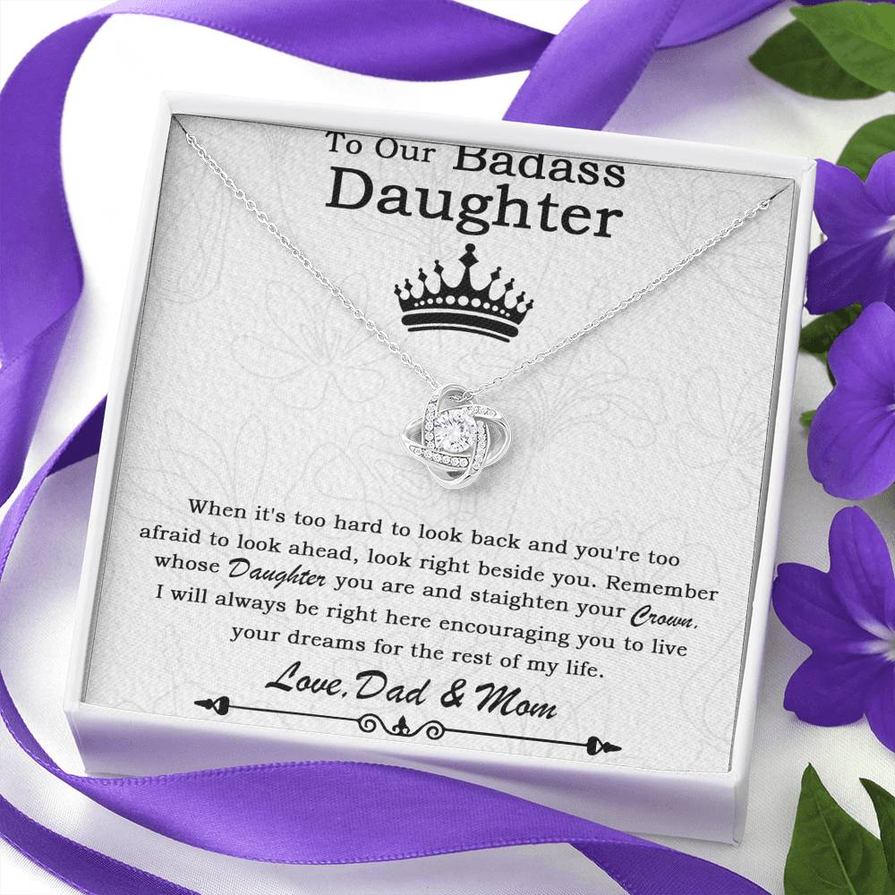 To  Our Badass Daughter Necklace From Mom, Badass Daughter Necklace Birthday Gift