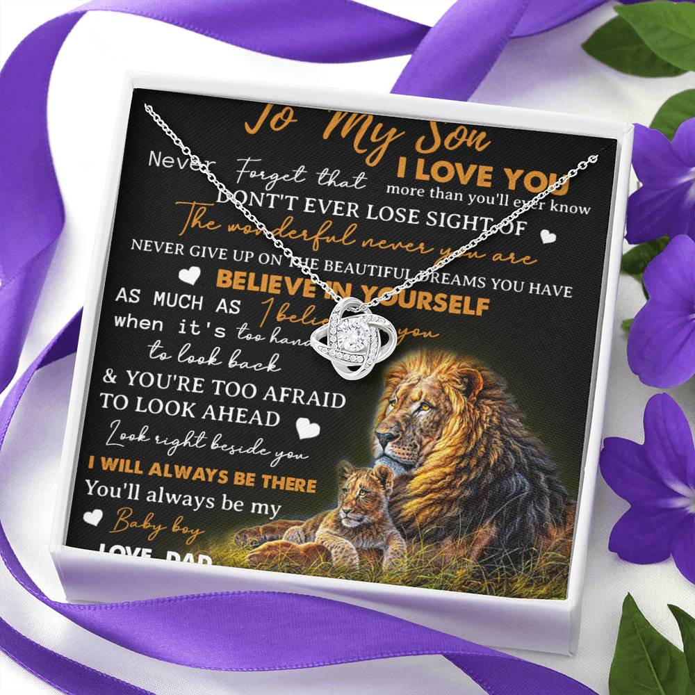 To My Son Necklace, Love Dad Father And Son Lion, Best Gifts For Son From Dad