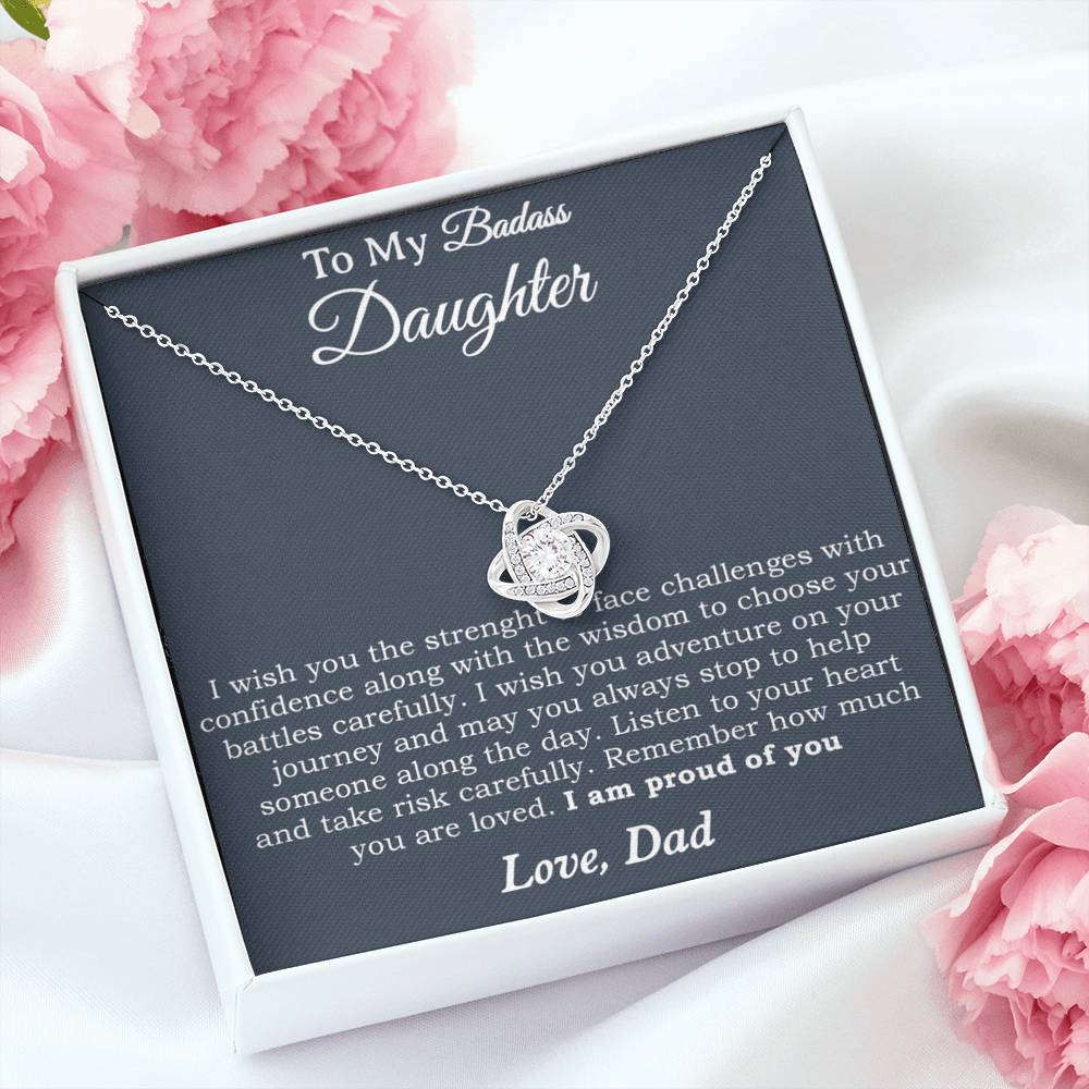 To My Badass Daughter Necklace From Dad, Badass Daughter Necklace Birthday Gift