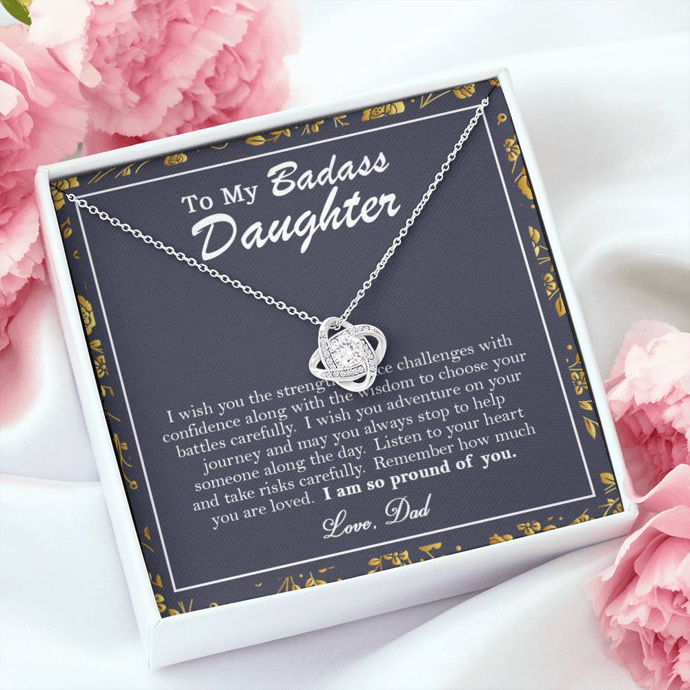To My Badass Daughter Necklace From Dad, Badass Daughter Necklace Birthday Gift
