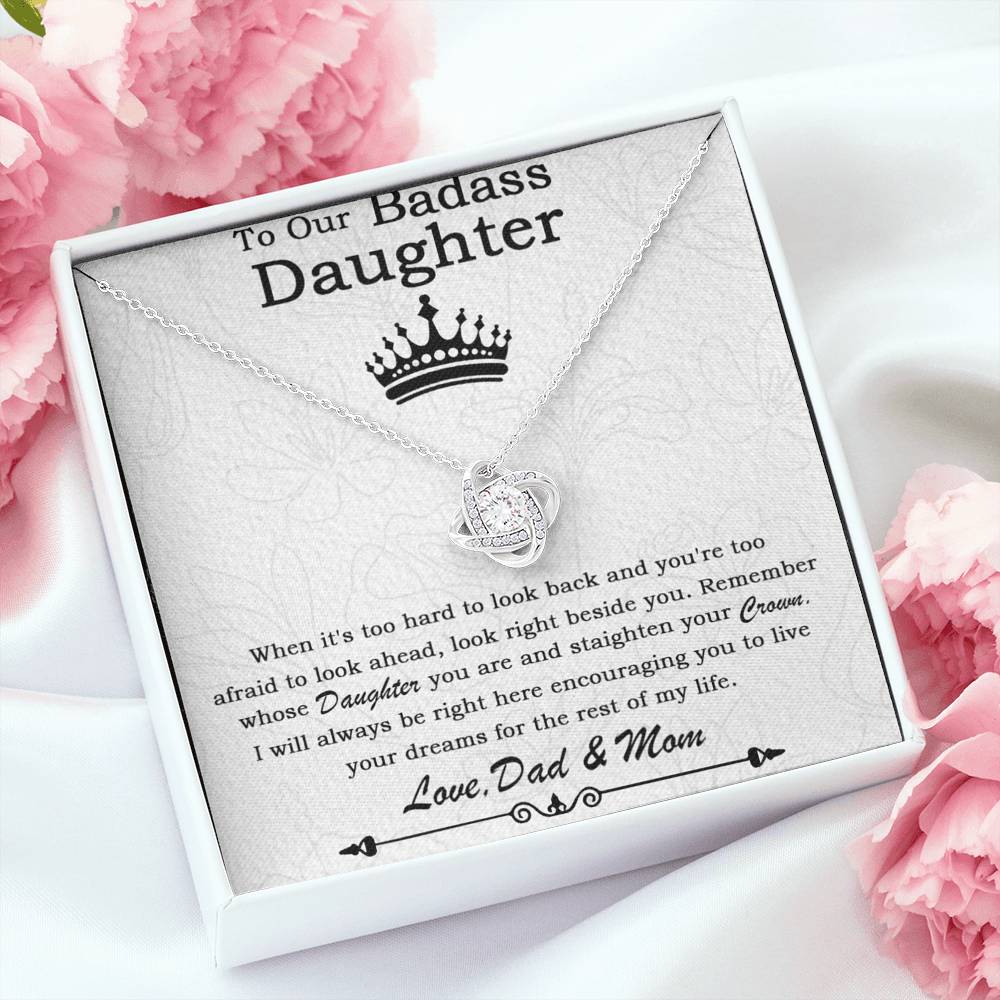To  Our Badass Daughter Necklace From Mom, Badass Daughter Necklace Birthday Gift