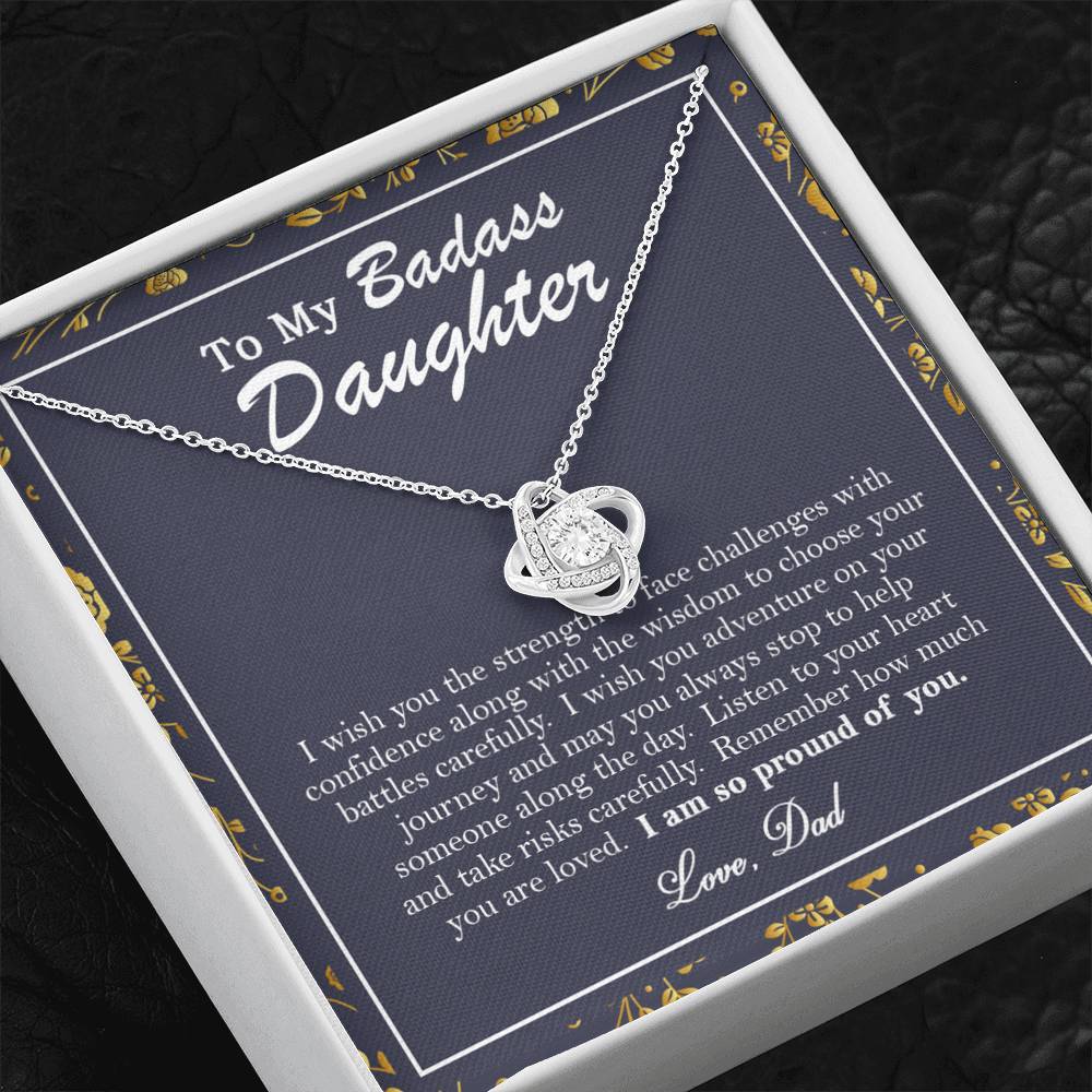 To My Badass Daughter Necklace From Dad, Badass Daughter Necklace Birthday Gift