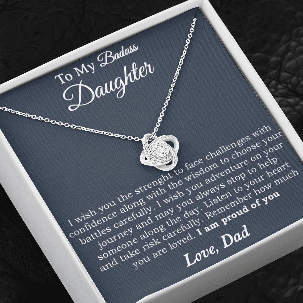 To My Badass Daughter Necklace From Dad, Badass Daughter Necklace Birthday Gift