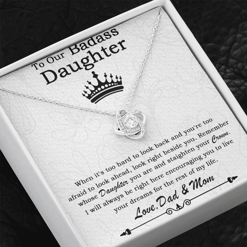 To  Our Badass Daughter Necklace From Mom, Badass Daughter Necklace Birthday Gift