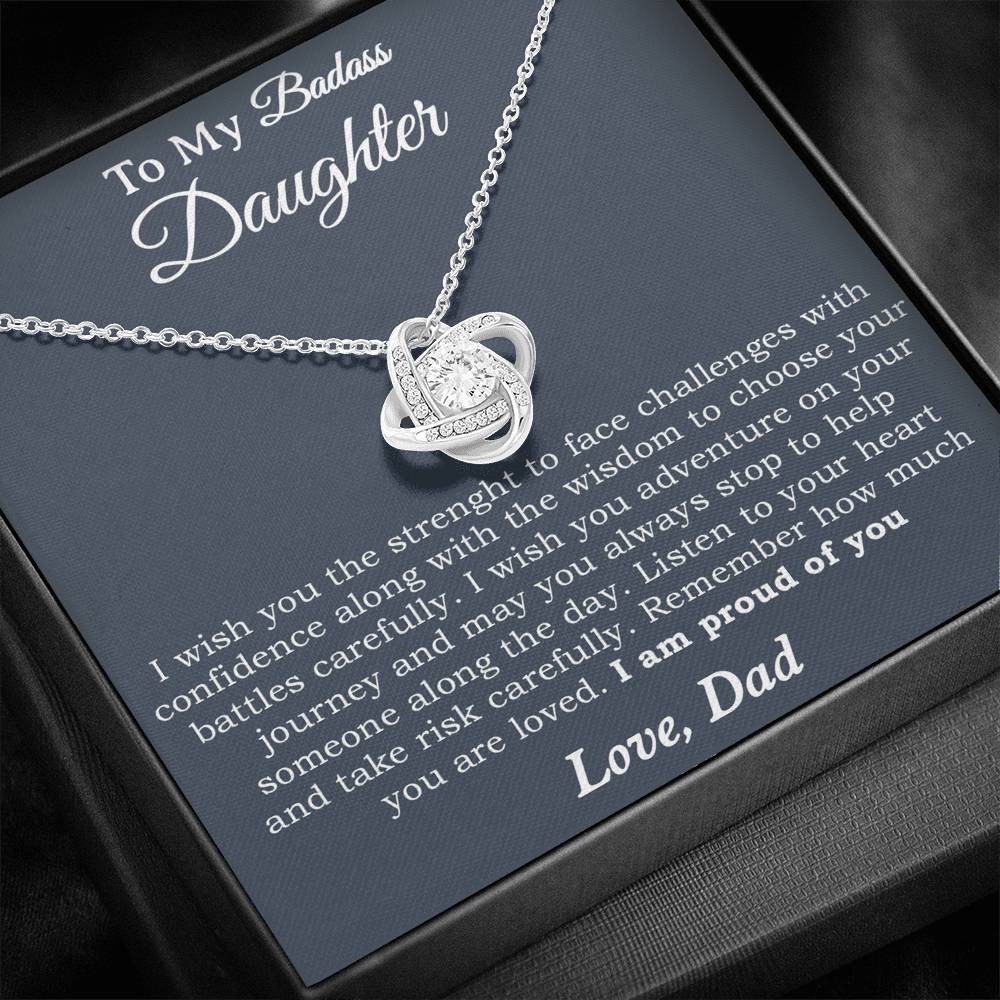 To My Badass Daughter Necklace From Dad, Badass Daughter Necklace Birthday Gift