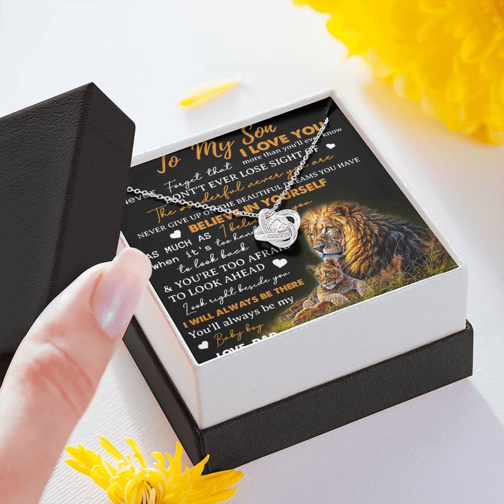 To My Son Necklace, Love Dad Father And Son Lion, Best Gifts For Son From Dad