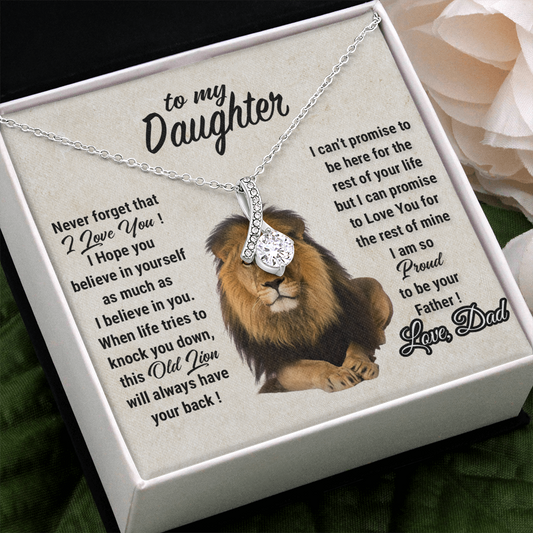 To My Daughter Necklace, Xmas Gift For Daughter From Dad, Daughter Father Lion