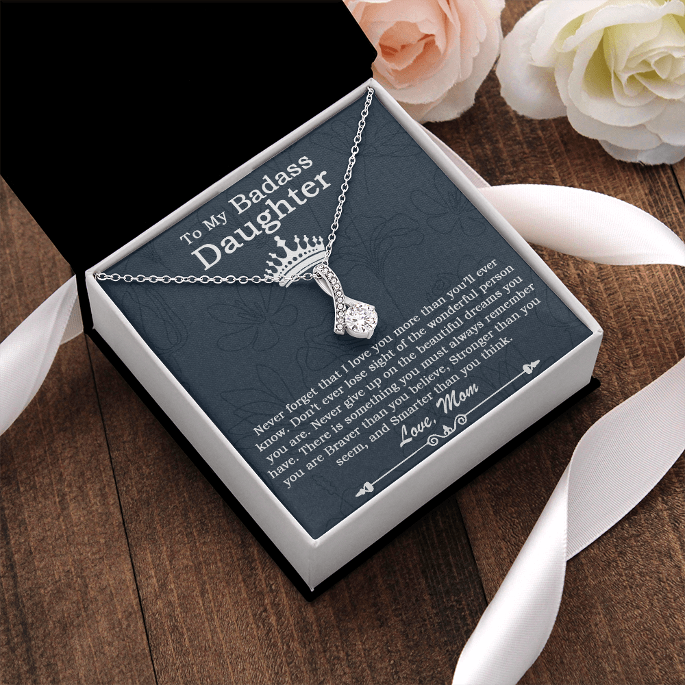 To My Badass Daughter Necklace From Mom, Badass Daughter Necklace Birthday