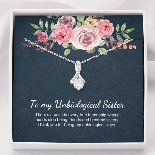 Unbiological Sister Gift Best Friend Alluring  Beauty Necklace Message Card