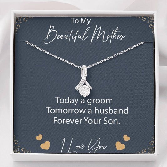 Groom to Mother Gift Necklace, Son to Mother on Wedding Day, Mother Gift From Son